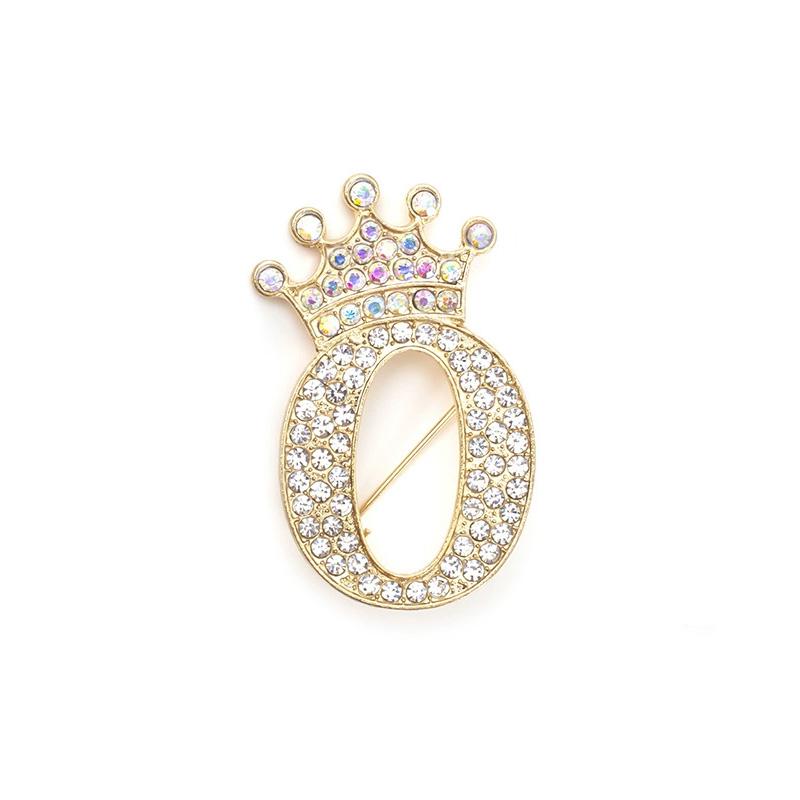 1 Pièce Broches pour Femmes & Hommes Broche Initiale Épingle de Col Strass Cristal Mode A-Z Ton Doré Épingle Corsage