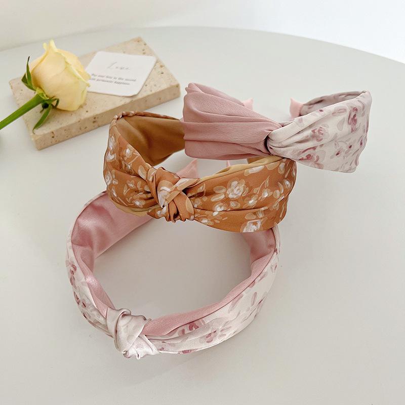 Women Girls Silk Satin Tiedye Flower Knot Hairband Headband Adult Hair Accessories Hair Jewley