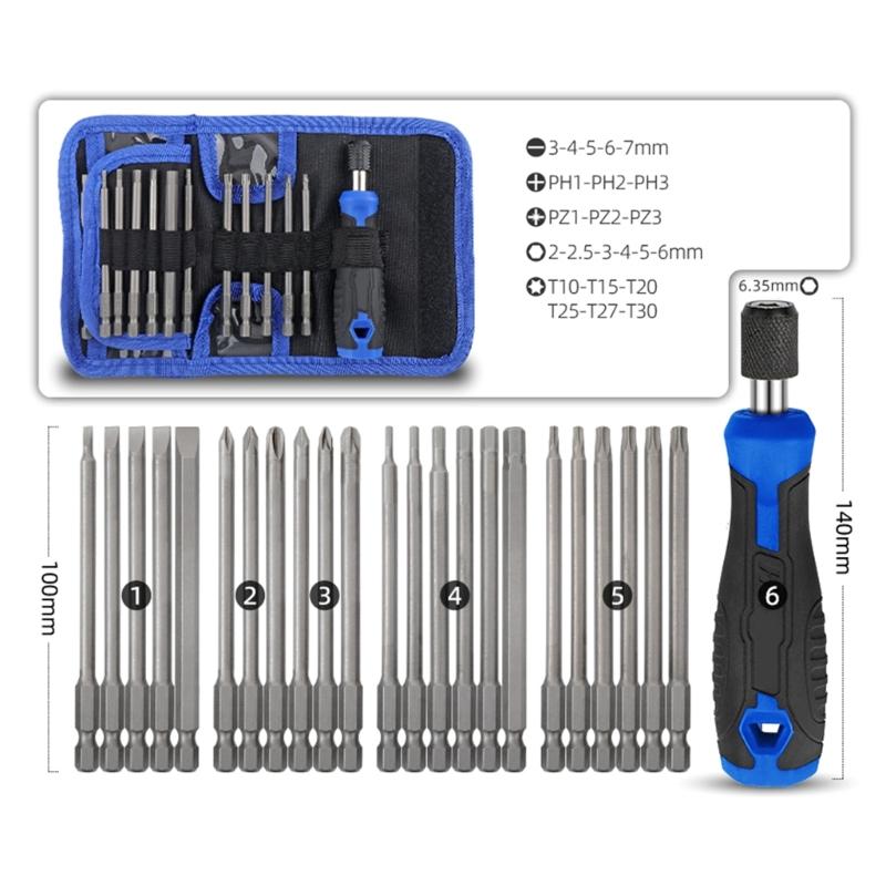 Precision Screwdriver Set 24 in 1 Screwdriver Kit with 23 Bits Impact Screwdriver Electronics Repair Tool for Computer