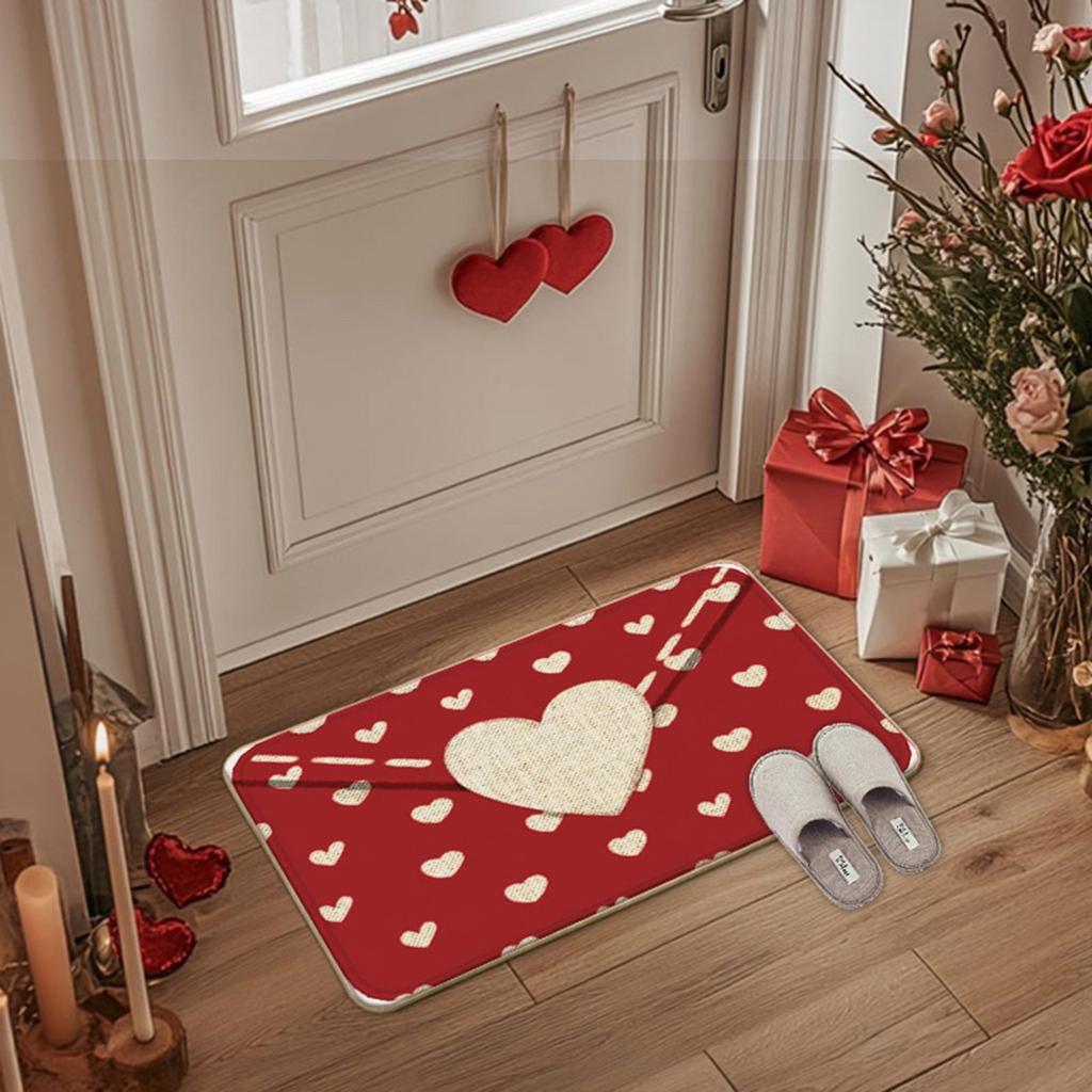 Valentine's Day Entrance Door Full-covered Floor Mats For Home Bathroom And Kitchen Water-absorbent, Non- And Dirt-resistant Floor Mats