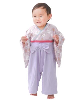 Hakama Romper Girls Baby Hakama Coverall Rompers Plum [KYOETSU] (80, Pink)