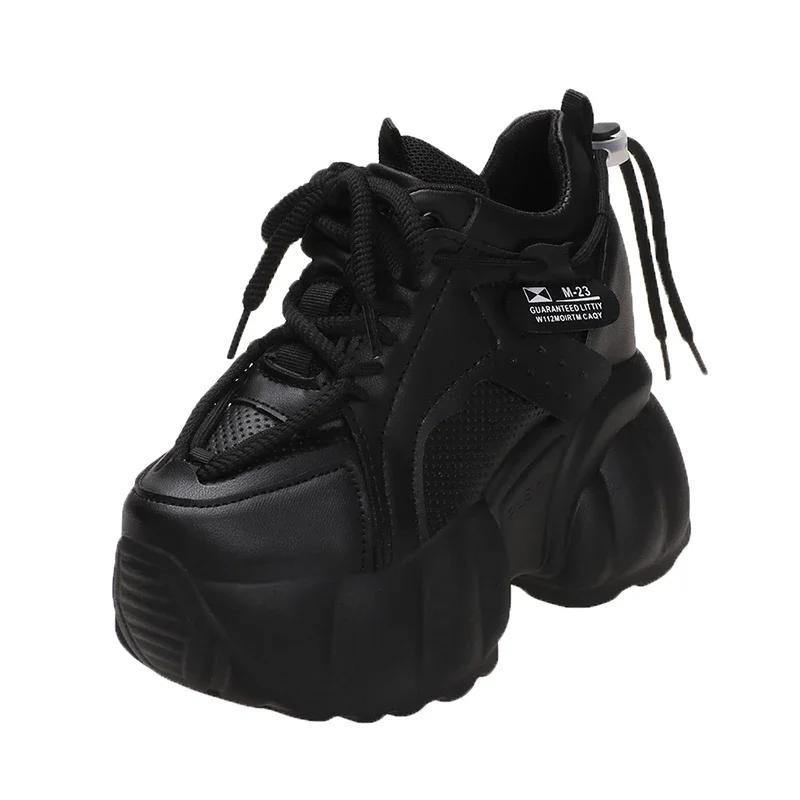 Fashion Cuculus High Flat Platform 10cm Height Increasing Casual Shoes Woman Spring New Hidden Wedge Sneakers Female Vulcanize Shoes