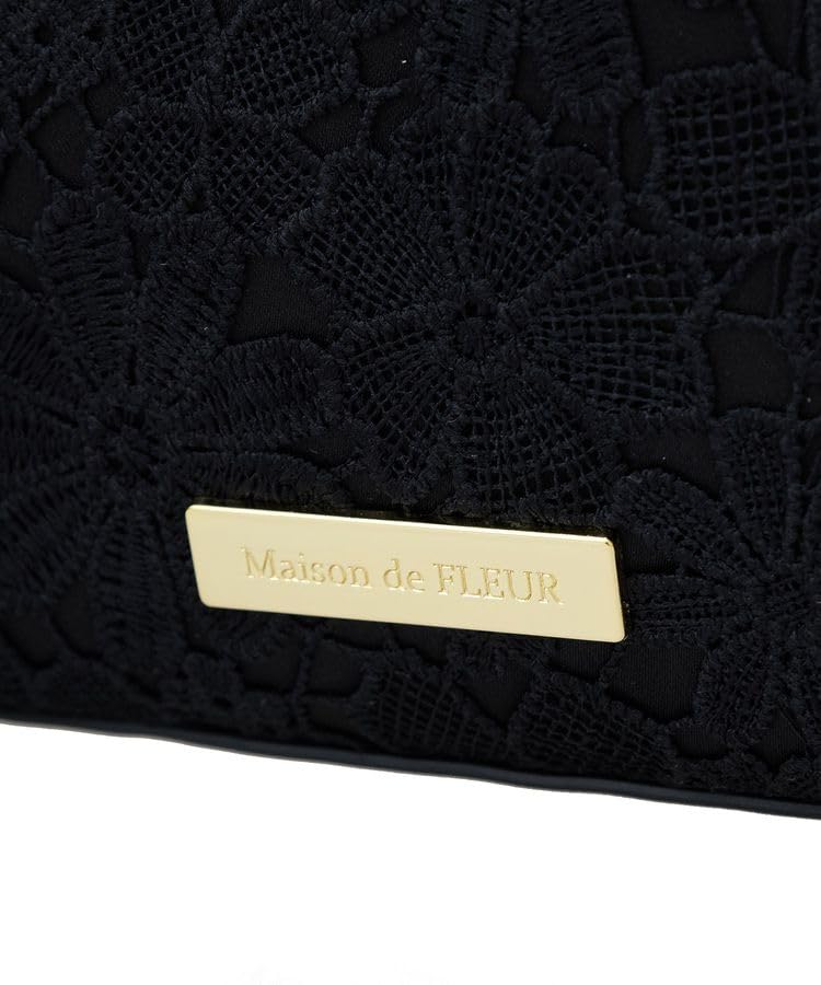 Maison de FLEUR EC Exclusive Flower Lace 2-Way Square Tote Bag, Black, 08000079400