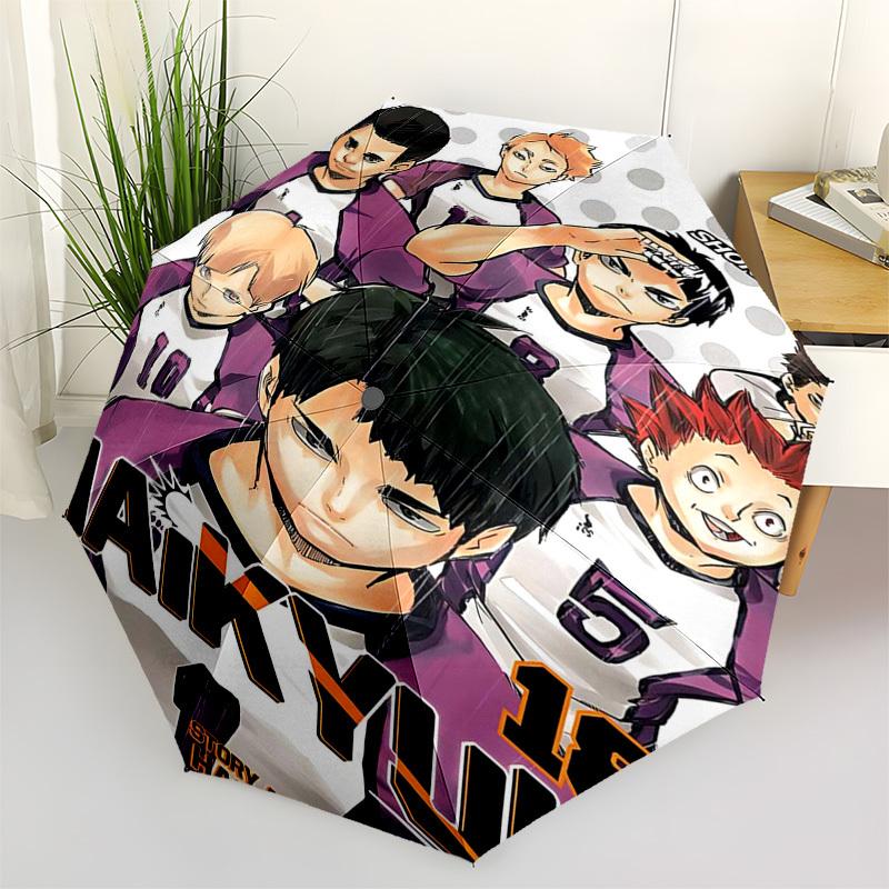 1pc Haikyuu! Anime Characters Umbrella Automatic Opening Closing, Portable 3-Fold Design, 8-Bone Iron Frame, Outdoor Umbrella, Ideal Gift for Fans, Tr