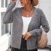 IHUASU Autumn and Winter Women's Knitted Three-dimensional Pattern Cardigan Jacket Sweater
