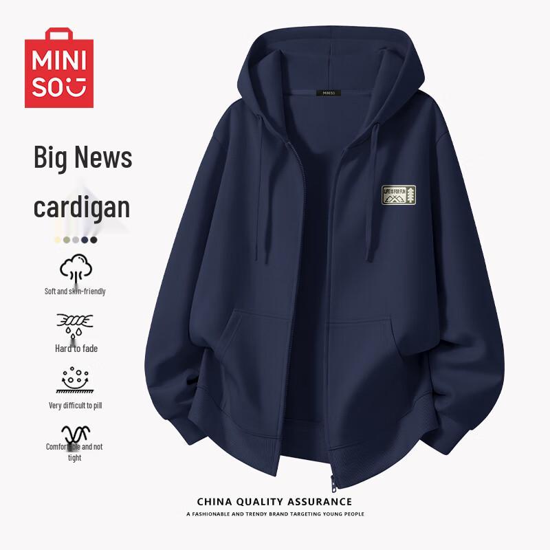 

MINISO Men s Heavyweight 330g Casual Hooded Cardigan Sweatshirt 2XL