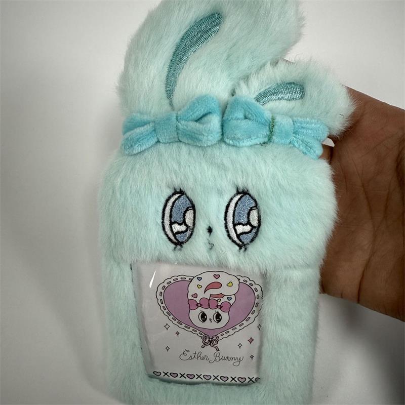 Cute Long-Eared Rabbit Plush Id Card Holder Photocard Holder Idol 3 Inches Photo Display Storage Cover Keychain Bag Pendant Gift