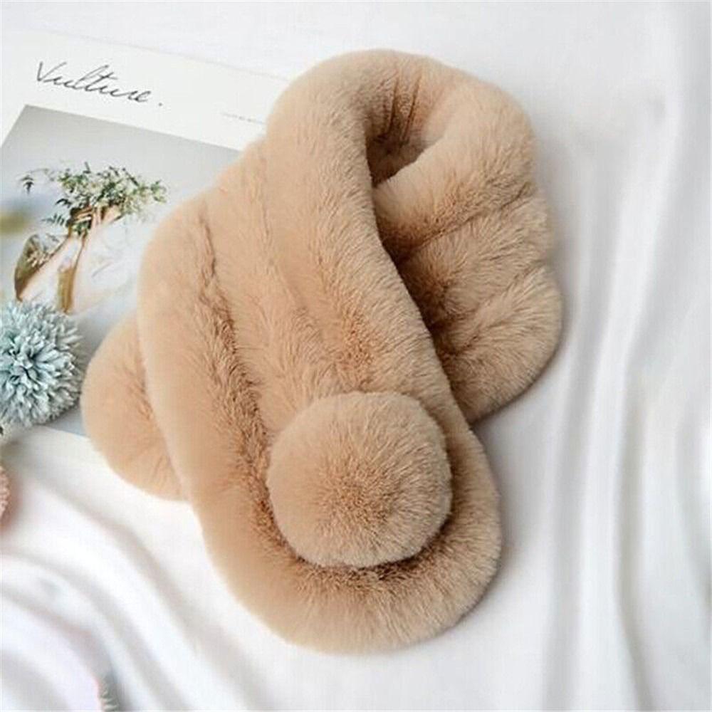Fashion Thicken Warm Soft Windproof Faux Fur Scarf Neck Warmer Plush Scarves Fluffy Shawl
