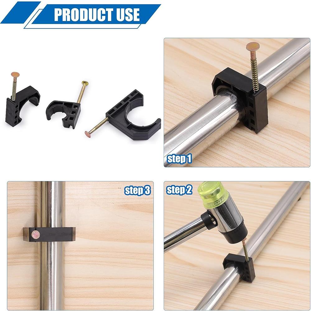 50Pcs 1/2" Half Clamps J-Hook With Nails Set For Tubing Connections