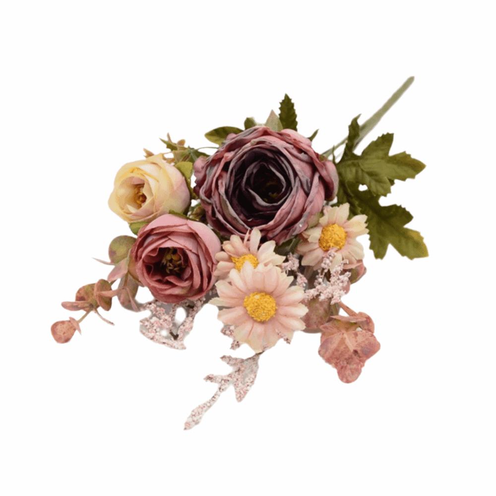 Multicolor Simulation Rose Flower Silk Petals Faux Floral Bouquet Fake Flower Bride Bouquet