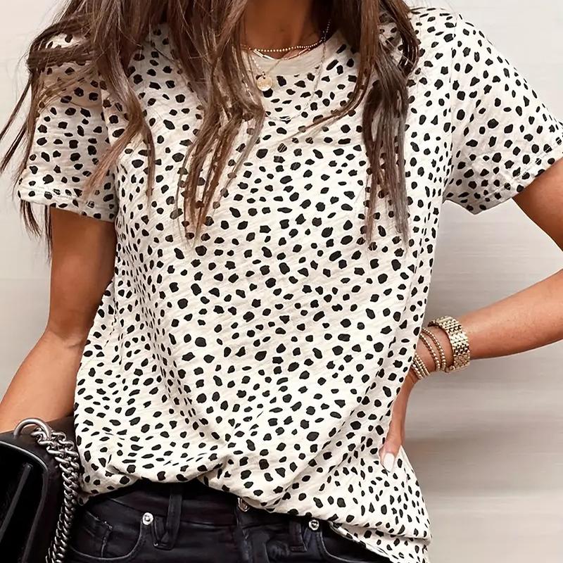 

Женская летняя футболка с принтом, модная леопардовая футболка с коротким рукавом, повседневные топы с принтом XS белый