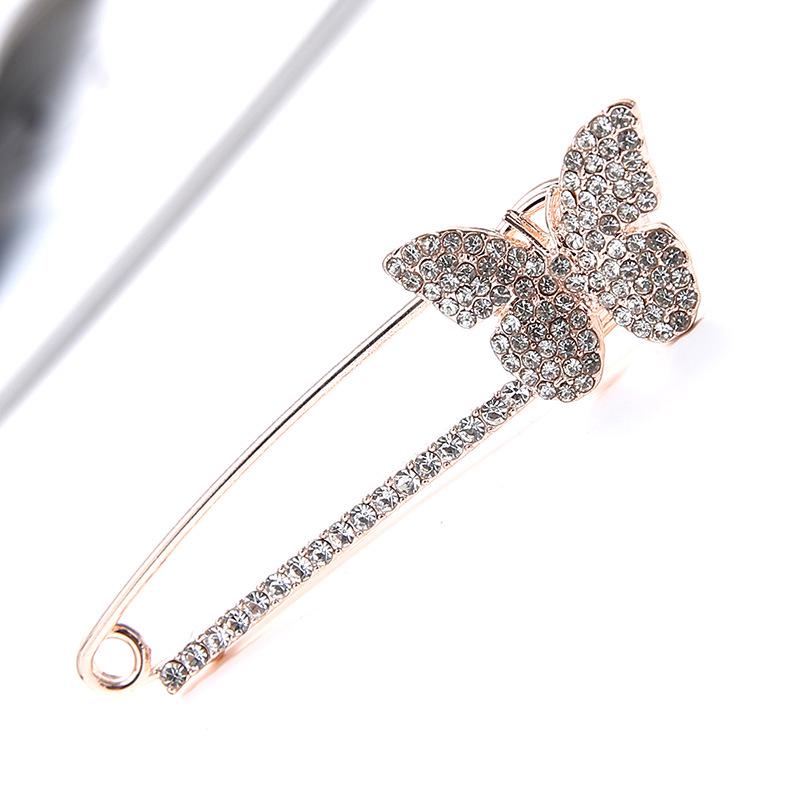 Simple Diamond-Encrusted Butterfly Pin Waistband Waist Artifact Fixed Clothes Insect Brooch Women'S Safety Anti-Travel Buckle Accessories