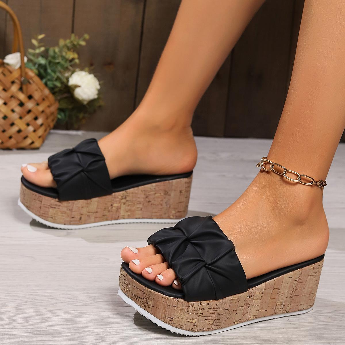 

Comemore Легкие Толстая Подошва Клинья Босоножки Шлепанцы Женские Универсальные Для Улицы Досуг Пляжные Слайды 38 чёрный