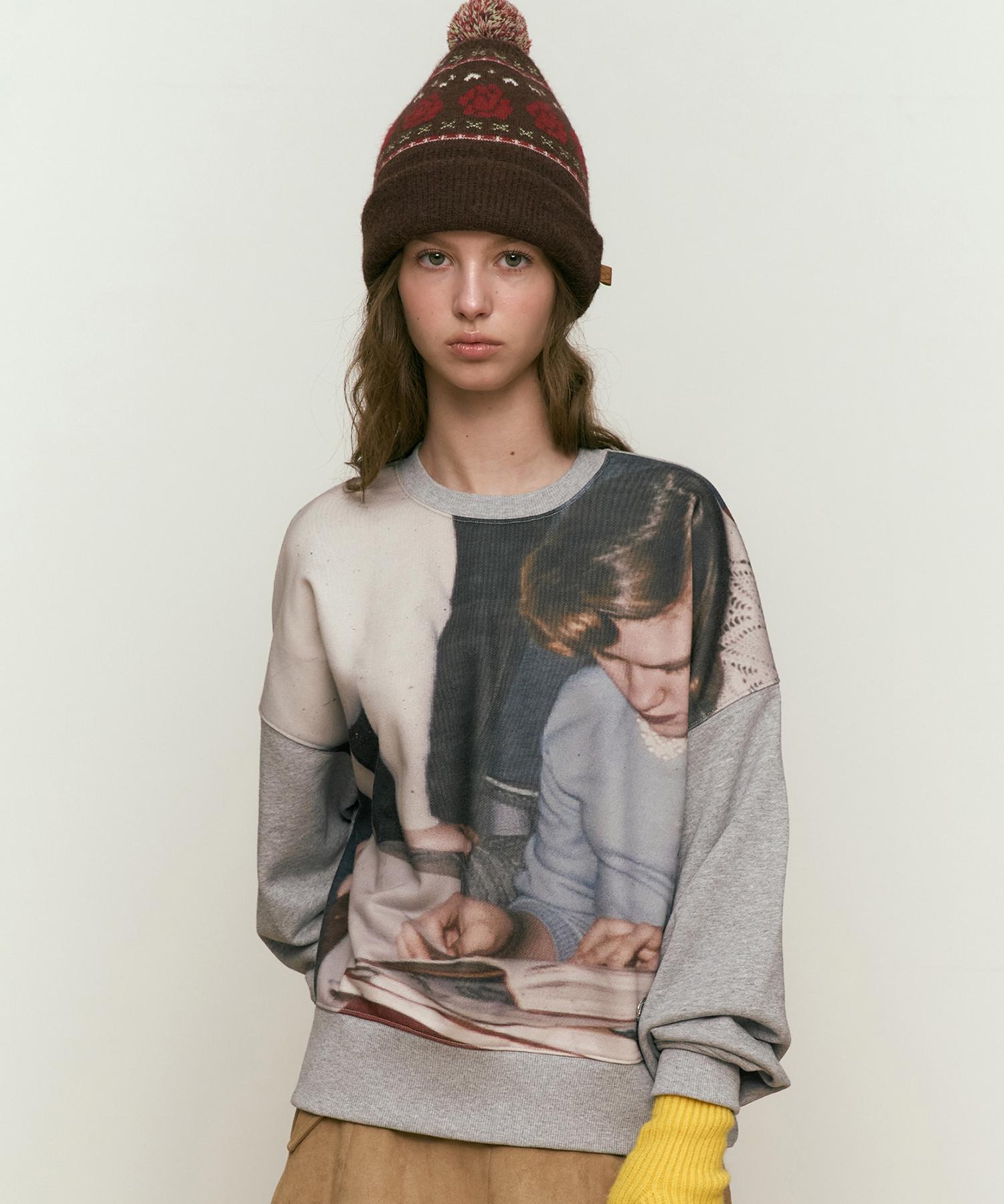 Kirsh Collection Lowkey Book Club Print Sweatshirt [Melange Grey] 1