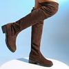 Fashion 2025 New Women Boots Winter brown Over The Knee Boots Comfort Lace Up Chunky High Heels Shoes Fashion Warm Suede Round Toe Boots