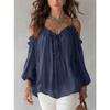 Camicetta Casual da Donna S con Collo Arricciato e Maniche Lunghe