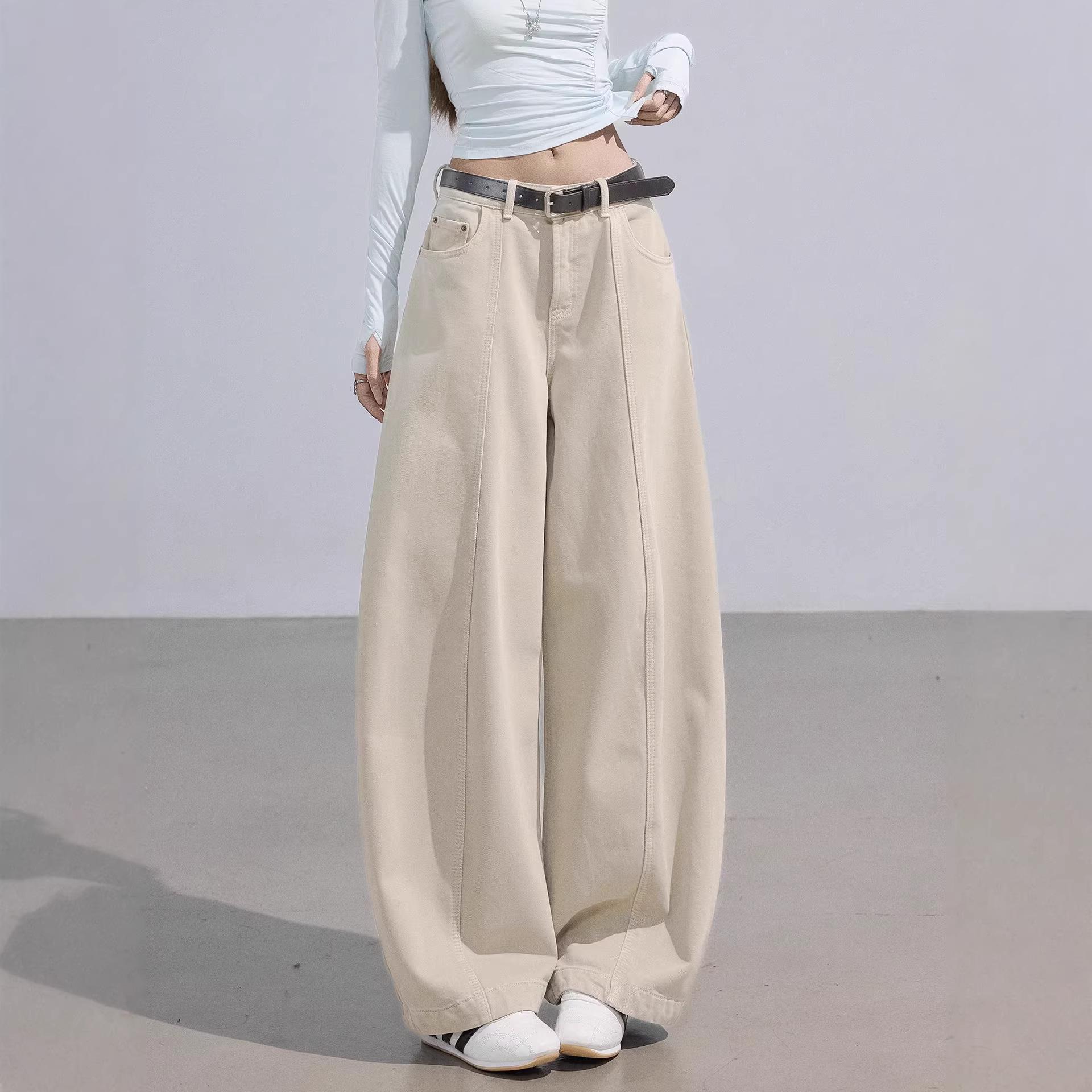 

Apricot Silhouette Scimitar Jeans: Women s Slimming Wide-Leg Pants for Spring/Autumn 2026, Ideal for Pear-Shaped Figures. S