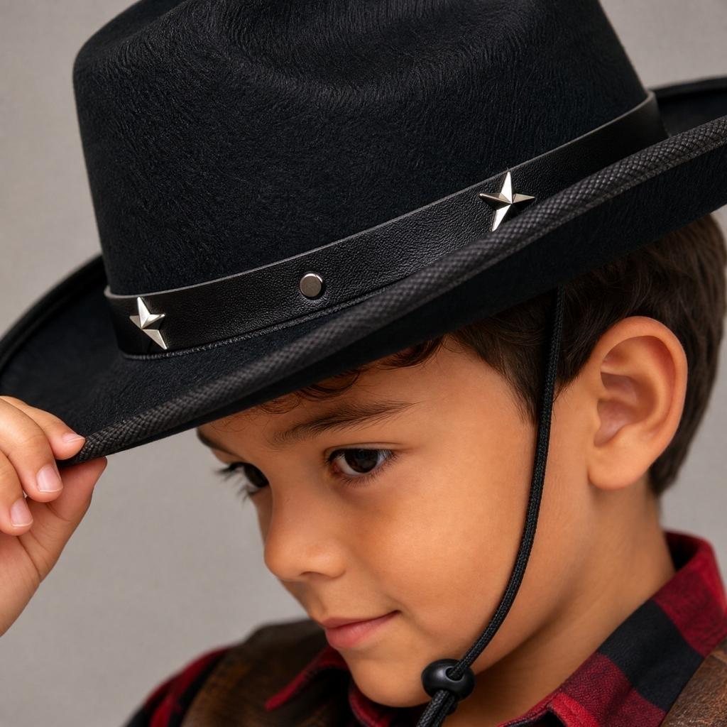 Kids Hat with Star Decoration and Chin Strap for Dress-Up Play