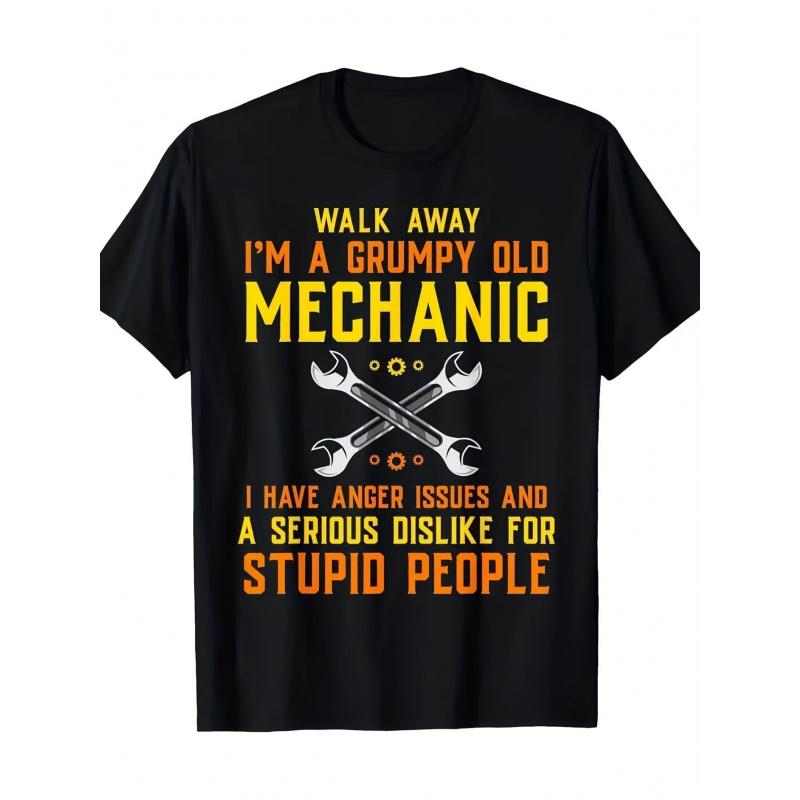 Men'S Funny Mechanic T-Shirt with Mechanic Slogan & Wrench Design - Cotton Black Short Sleeve Casual Workwear for Car Repair, Garage, Uto Mechanic