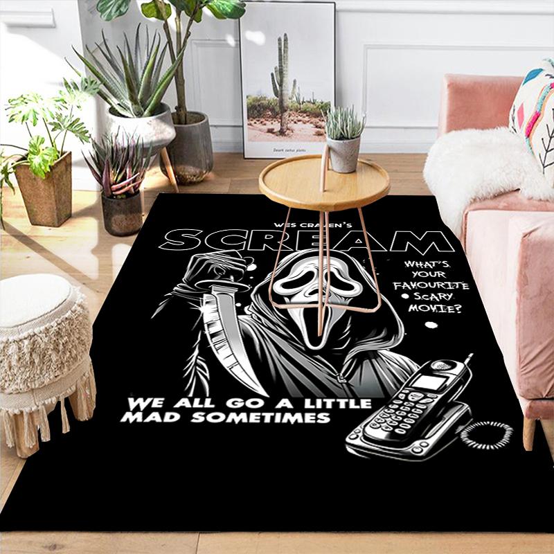 1Pc Scream Horror Movie Night Rug, Office Carpet Indoor Outdoor Doormat, Non-Slip Soft, Living Room, Christmas Halloween Gift M929305