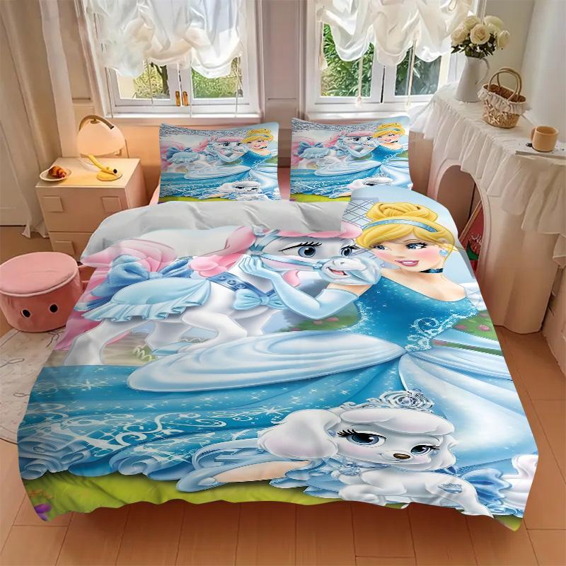 Princesses Magical Pets Print 3Pcs Bedding Setduvet Cover With 2 Bedropillowcase Home Birthday Gift