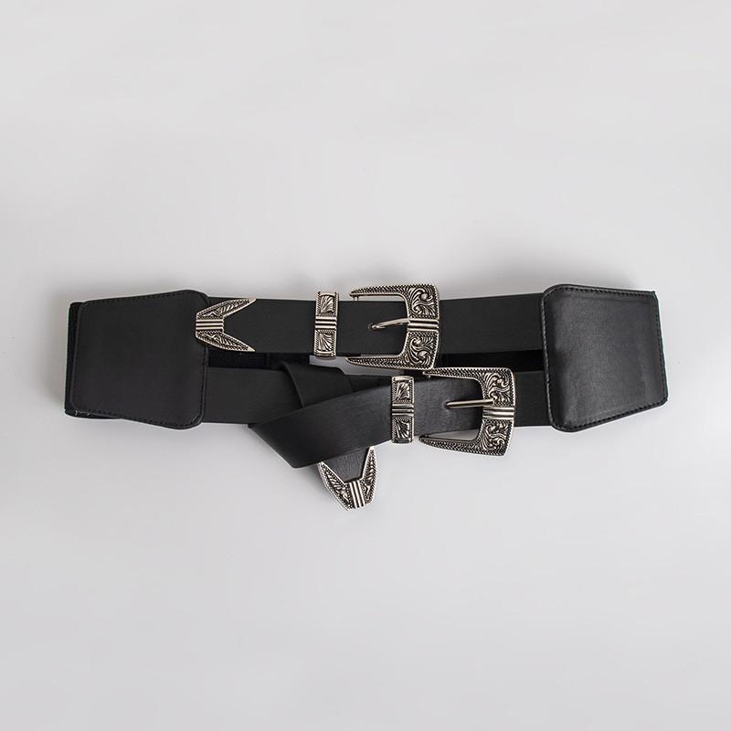 Leather Cowgirl Inspired Waist Cincher With Sculpted Embroidery For Women Fashionable