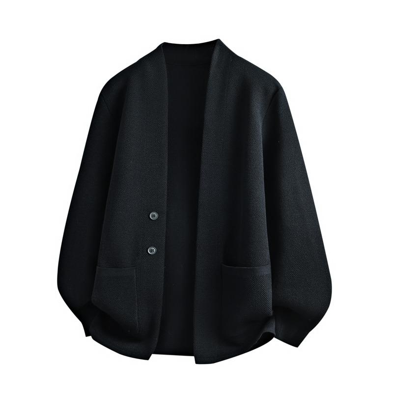 Men's Solid Color Cardigan Long Sleeve Sweater Button Pocket Bottoming Fashionable Casual Top