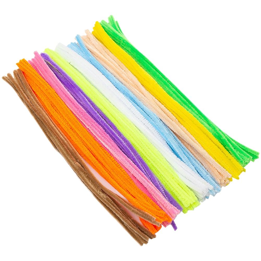 100PCS Colorful Chenille Yarn Pipe Cleaner Fluffy Rods for Children Handmade Flowers and DIY Art Craft Projects