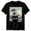 Black Cat Sea Turtle Kai Nichi Bei Yaki Japanese Art Ukiyoe Style Graphic Tee