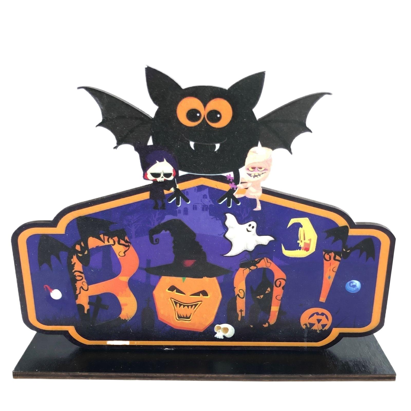 

Halloween Pumpkin Witch Hat Desktop Ornament Wooden Decoration Wooden Tabletop Craft Ornament One Size