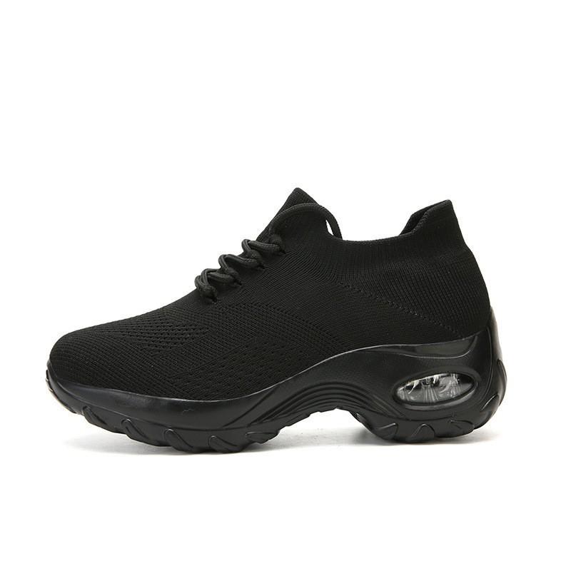 

Женская обувь 2025 года, весенние повседневные универсальные кроссовки на воздушной подушке, летающие, плетеные, легкие, ленивые, с одной педалью, спортивная обувь 36 чёрный