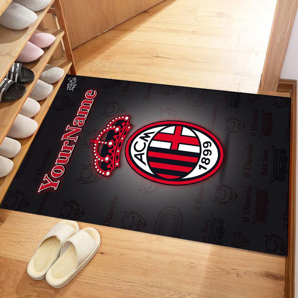 Ac Milan Customize Your Name Floor Mat Perfect for Game Room Playrooms Dining Room Kitchen Anti-slip Rug Anime Office Decor Perfect Gift for Women/Men