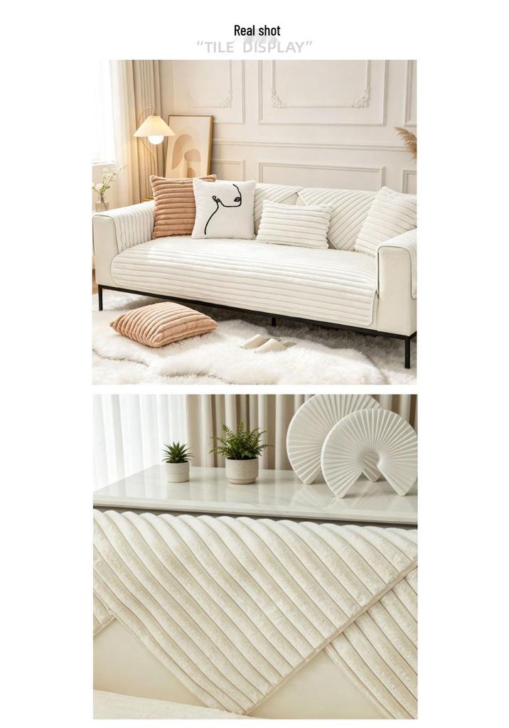 Thickened Non-Slip Flannel Sofa Cushion: High-End, Warm Full-Cover Design