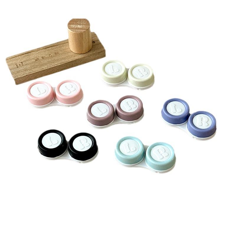 1 pieza Caja para Lentes de Contacto Color Crema Contenedor Soporte de Viaje Caja para Remojo de Lentes de Contacto Mini Estuche para Lentes de Contacto Accesorios