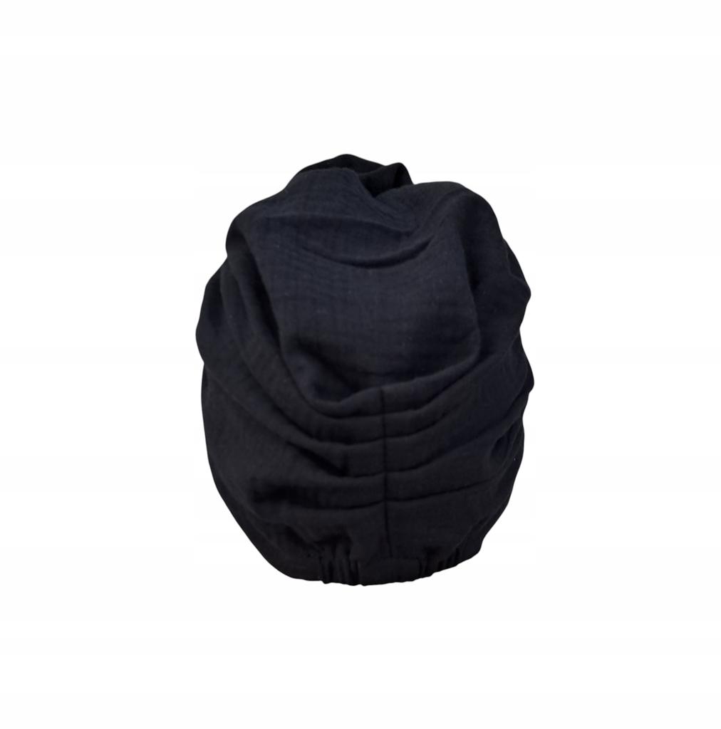 Classic Turban with Rose Mussa Black Cotton Muslin Comfort and Style