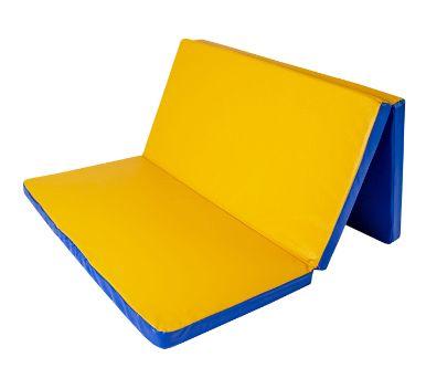 gymnastic mat Gamma 150x100x8 trzyczęściowy - blue/yellow