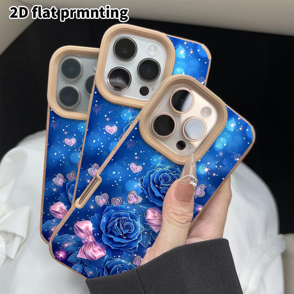 Phone Case: 2D Flat Lambskin Cases Suitable for iPhone 18 17 16 15 14 13 Pro, Blue Background, Christmas and Halloween Gifts