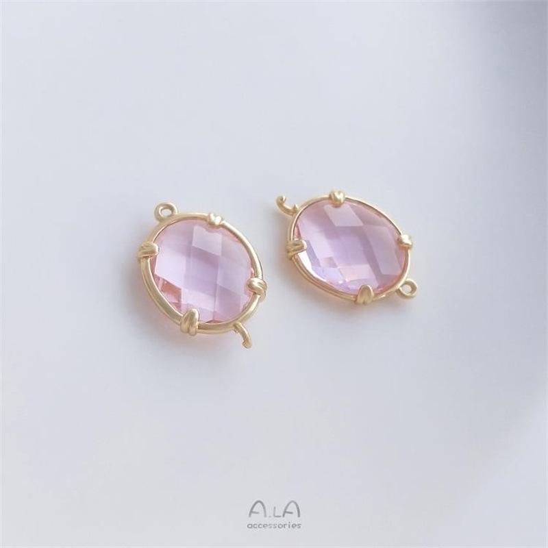 Oválný rámeček ze 14K pozlaceného kovu se zirkonem, dvojitý přívěsek pro DIY šperky