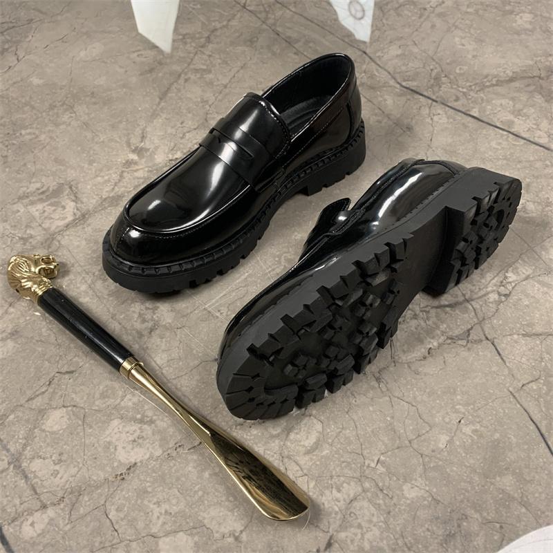 Fashion Thick Sole Men Cow Leather Loafers Slip On Men Shoes Bussiness Formal Shoes For Men Dress Footwear Sapato Social Masculino
