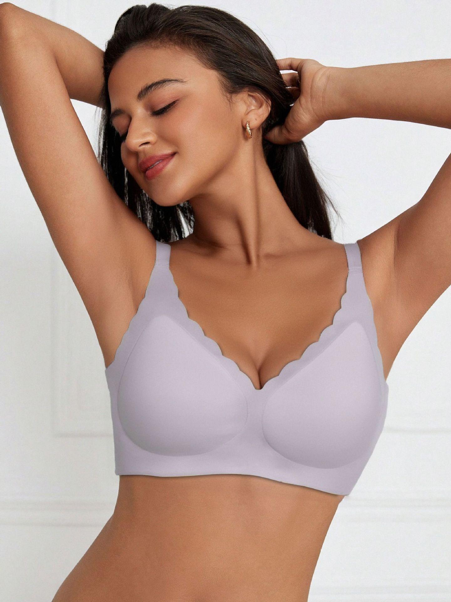 

Европейский и американский бесшовный бюстгальтер против провисания: Удобная поддержка с эффектом похудения для большой груди M (90-100 lbs) светло-фиолетовый