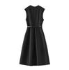 High-End Commuting Slimming Sleeveless Court Style Women's Dress - Summer Waist-Cinching Vest Dress