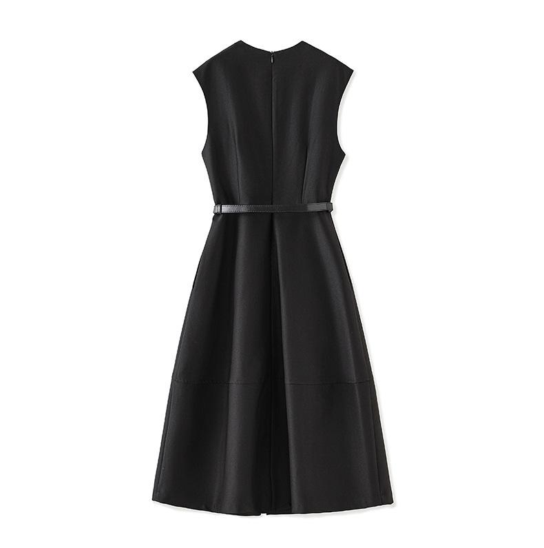 High-End Commuting Slimming Sleeveless Court Style Women's Dress - Summer Waist-Cinching Vest Dress