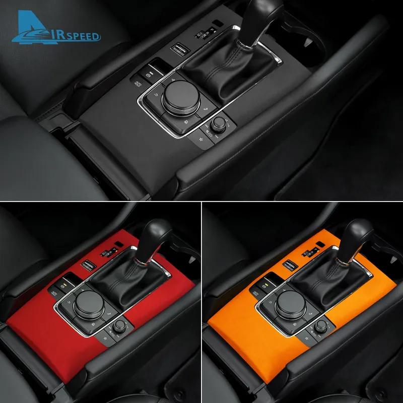 Oberer Wildleder-Zieraufkleber für Mazda 3 Axela BP      2024 2025 Auto Automatikschaltpanel mit Sportknopf