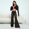 1011 new European and American style sexy three-piece swimsuit women's neck halter trousers split bikini set