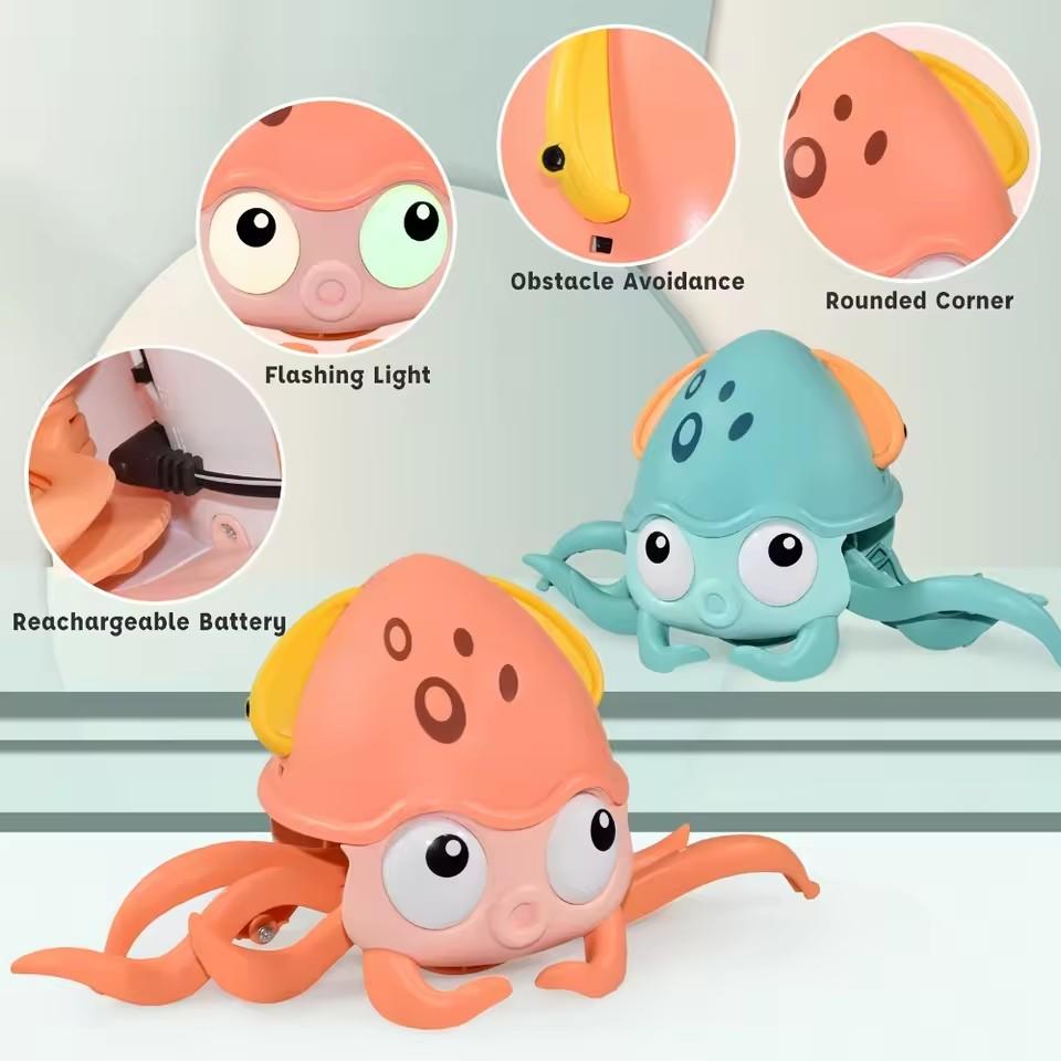 Children Induction Escape Octopus Crab Crawling Toy Infant Electronic Pets Musical Playthings Learning Christmas Gift Idea Baby Toddler Moving Toy