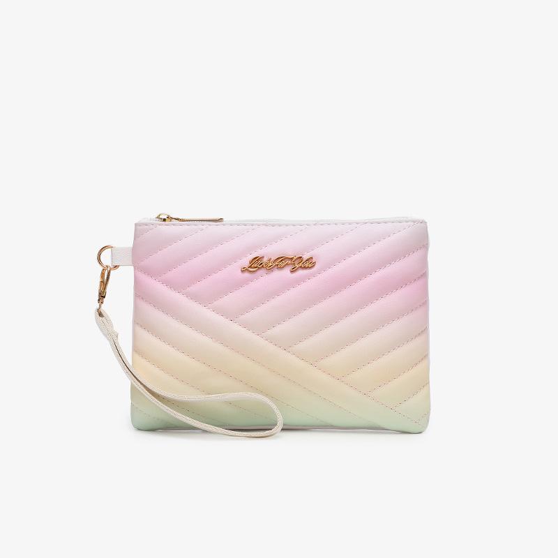 

Women s bag autumn new fashion simple rainbow clutch trendy casual embroidered thread envelope bag a piece