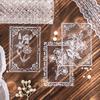 15pcs White Ink Lace Plant Flower Sticker Pack, Art Retro Style Hollow Lace Floral Journal Material, Student Diary Album DIY