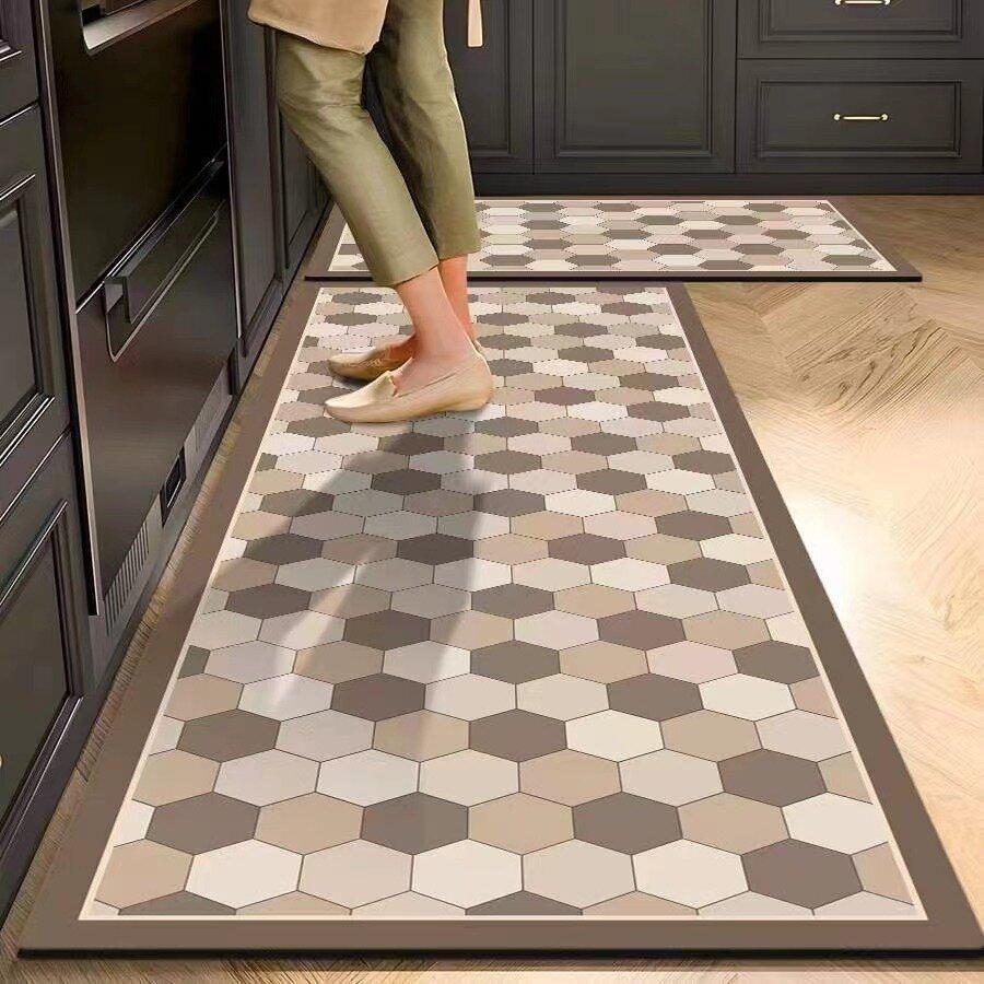 Kitchen Floor Mat, Super Anti-slip, Water-absorbent, Dirt-resistant, L-shaped Kitchen Floor Mat