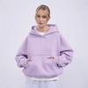 Felpa da donna casual a tinta unita con cappuccio, vestibilità aderente, manica lunga, manica corta, pullover, felpa con cappuccio e tasca