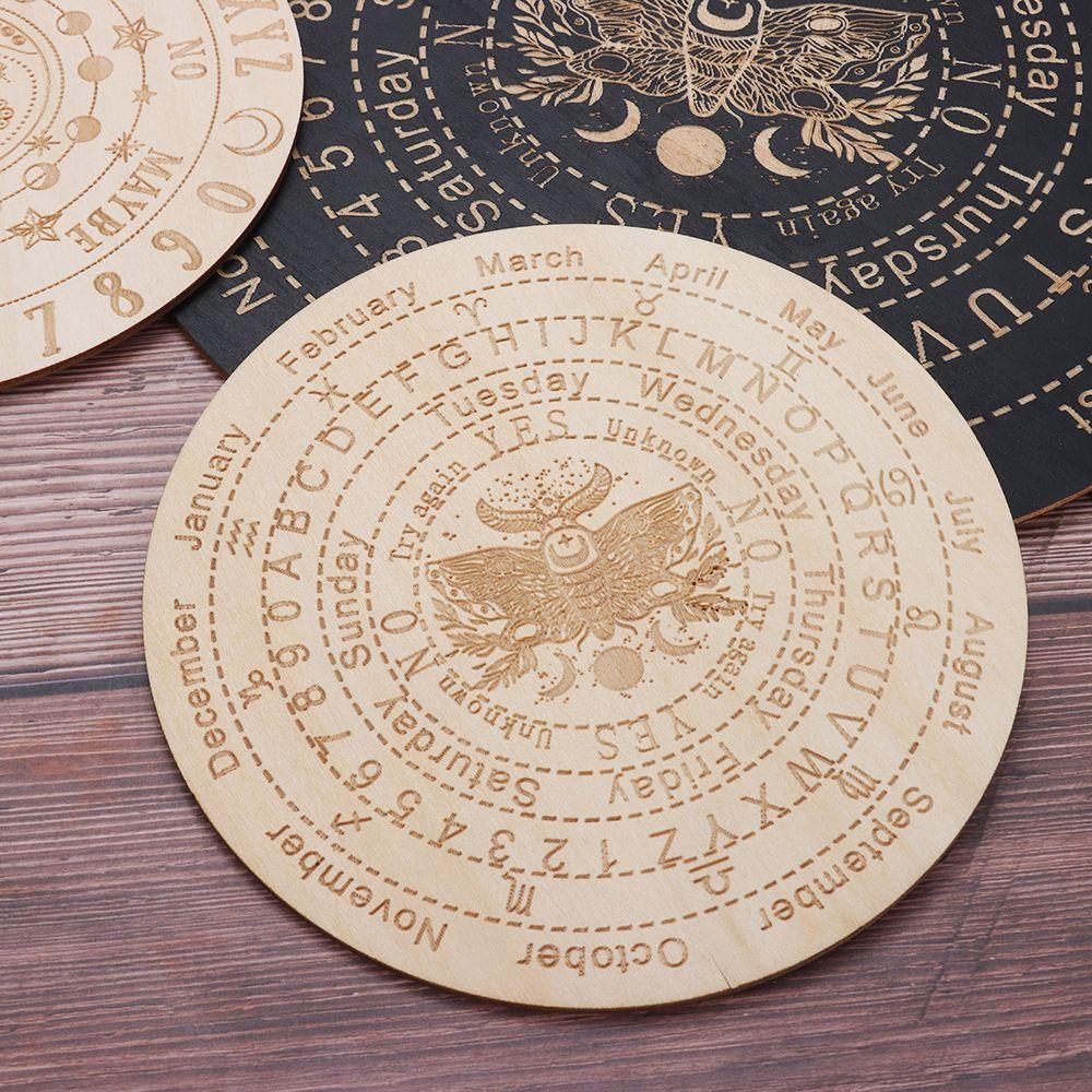 Sign Laser Cut Crystal Hexagonal Pointed Pendant Pendulum Slice Wood Base Wooden Pendulum Board Cat Pattern Black White Color